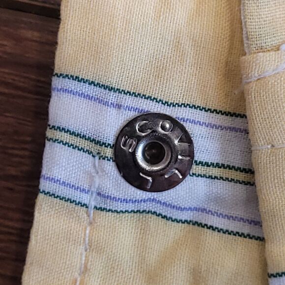 Saddle King Shirt Mens 3XL Tall Pearl Snap Yellow Stripe 19.5 USA Vintage - Picture 10 of 13